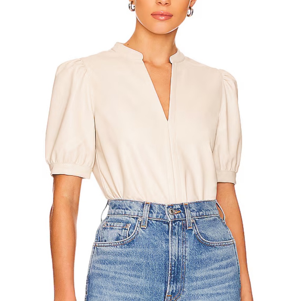 Faux leather Steve Madden puff sleeve top